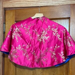 Pink Floral Cape with gold accents, reversible, Halloween, Princess, Easter